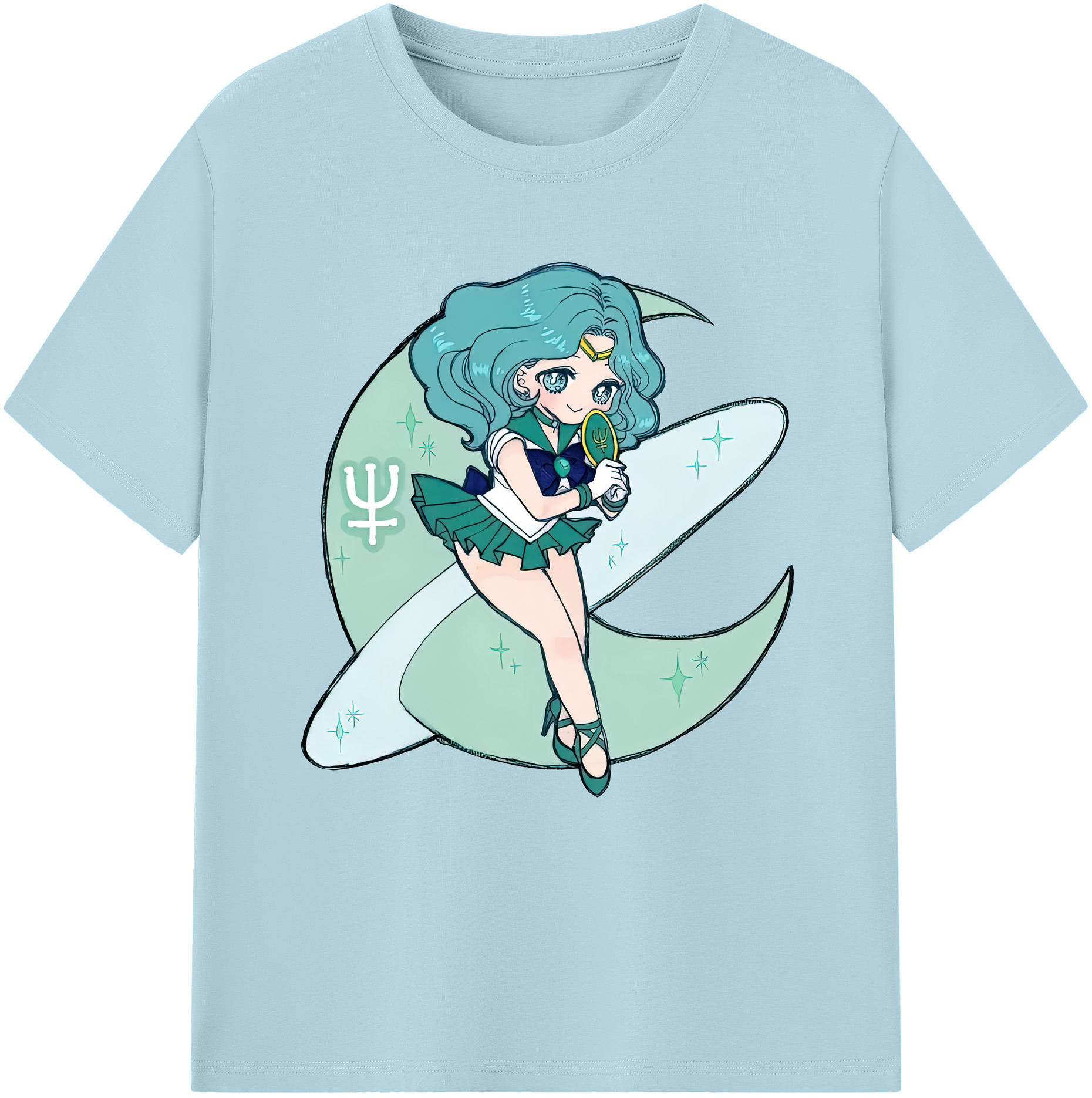 （画像用） 美少女戦士セーラームーン 海王 みちる（かいおう みちる） Sailor Moon Kaiou Michiru 綿100％半袖Tシャツ（フロントプリント）